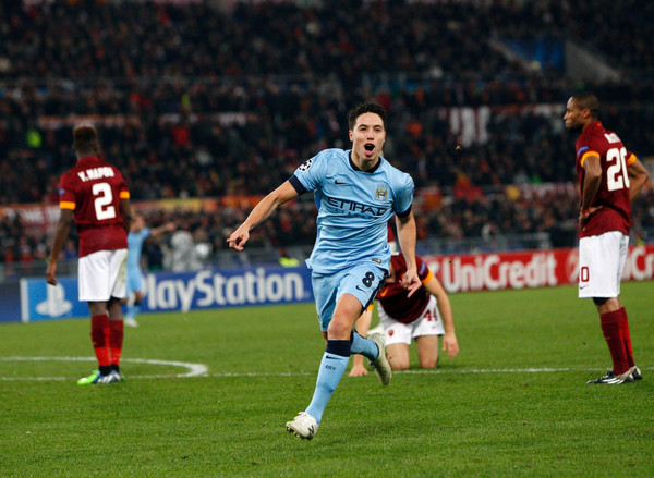 Nasri esulta 3 Roma-Manchester City 10.12.14