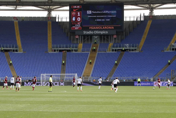 curva sud vuota durante roma atalanta