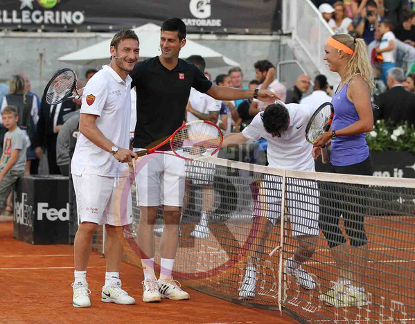 Tennis with Stars, djokovic totti wozniacki florenzi inchino FOTO GINO