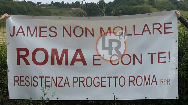 striscione pallotta trigoria