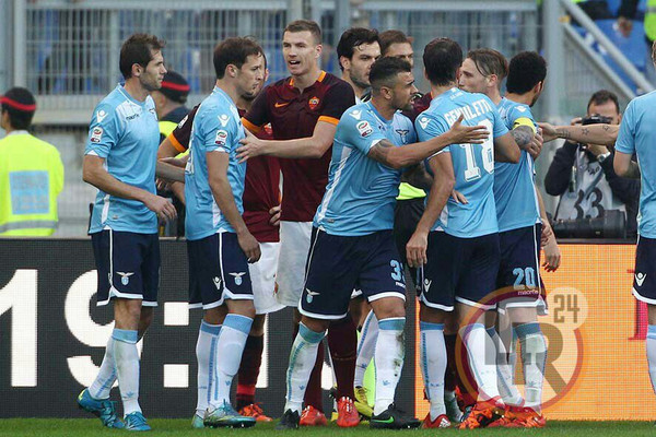 litigio tensione rissa derby dzeko roma-lazio 08.11.15