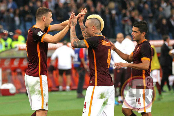 nainggolan dzeko falque cinque 5 roma-lazio 08.11.15