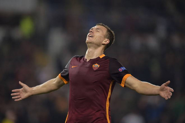 roma bayer leverkusen dzeko esultanza