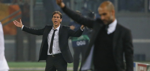 AS Roma's coach Rudi Garcia reacts during the Champions League soccer match against Bayern Munich at the Olympic stadium in Rome