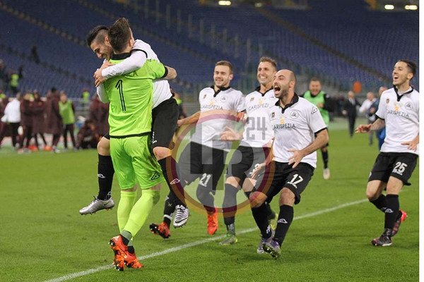 roma spezia coppa italia esultanza