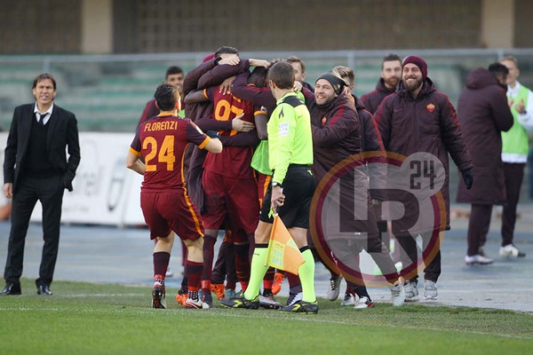 chievo roma esultanza gruppo