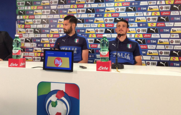 candreva e florenzi conf stampa_ foto twitter azzurri