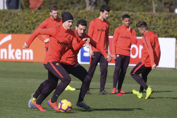 Trigoria, sessione di allenamento dell'AS Roma