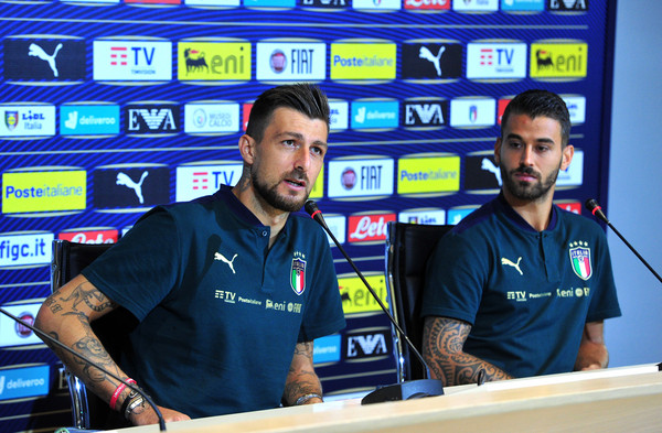 Raduno della Nazionale italiana di calcio - Francesco Acerbi e Leonardo Spinazzola  in conferenza stampa