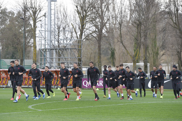 AS Roma, sessione di allenamento in vista della sfida di Europa League contro il KAA Gent