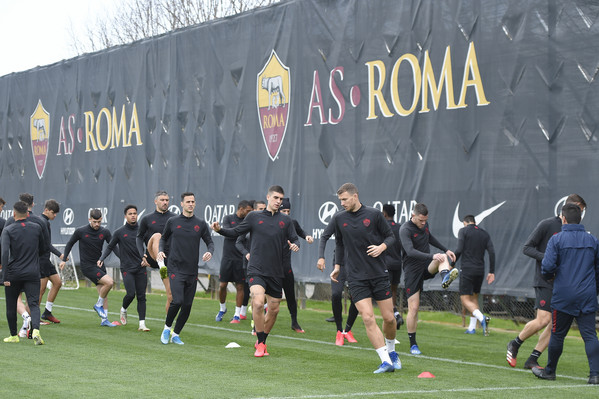 AS Roma, sessione di allenamento in vista della sfida di Europa League contro il KAA Gent
