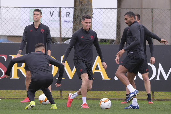 AS Roma, sessione di allenamento in vista della sfida di Europa League contro il KAA Gent