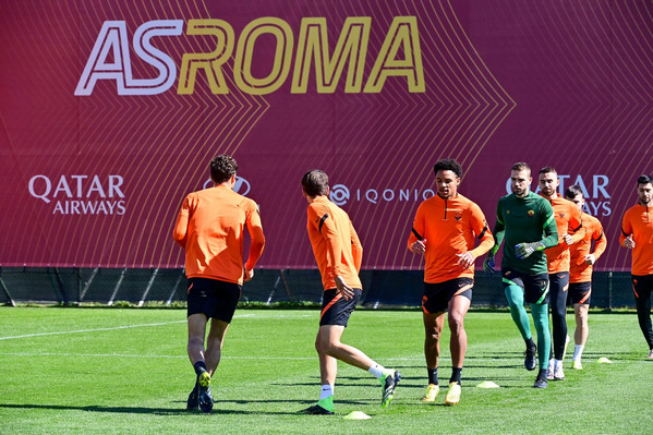 Europa League, sessione di allenamento AS Roma a Trigoria