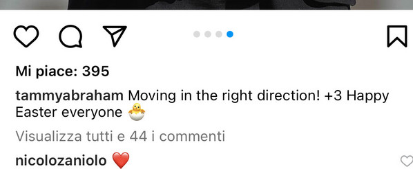 abraham instagram commento 2 zaniolo