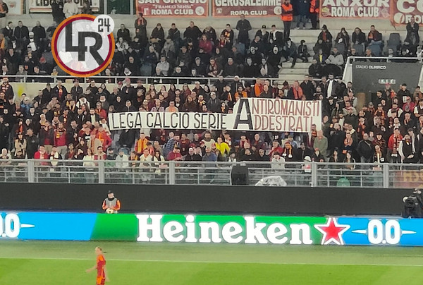 roma-bayer leverkusen striscione tribuna tevere lega serie a