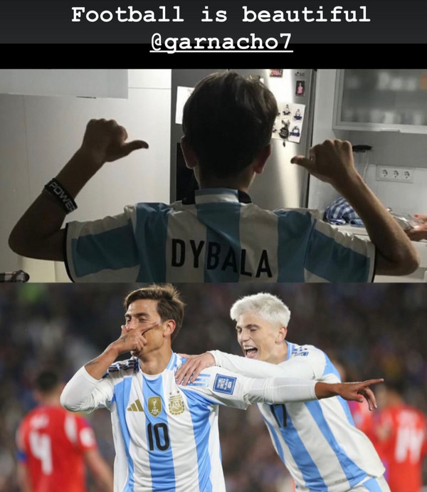 instagram garnacho maglia dybala argentina