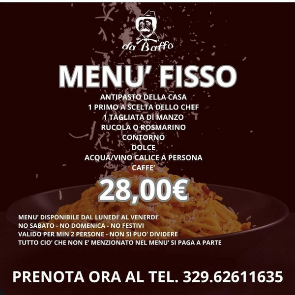 menu fisso da baffo