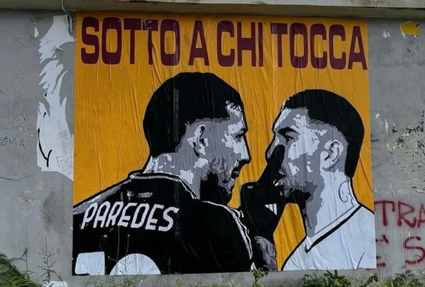 striscione trigoria paredes zaccagni