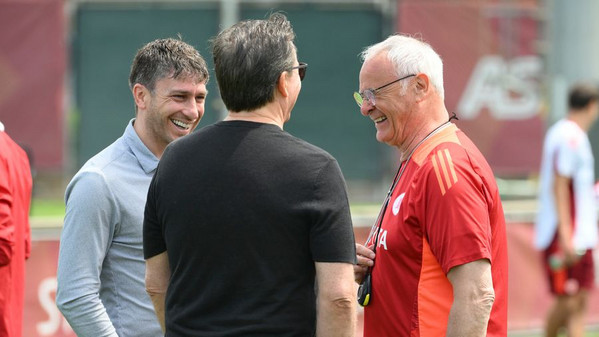 dan friedkin con ranieri e ghisolfi trigoria