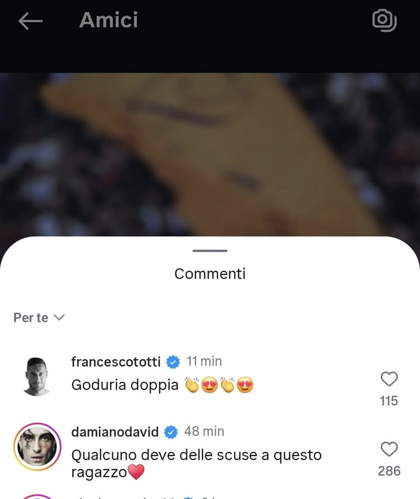 instagram lazio-roma derby totti damiano david