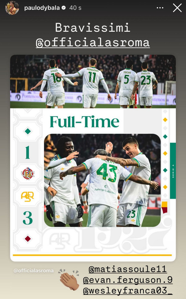 instagram dybala cremonese-roma